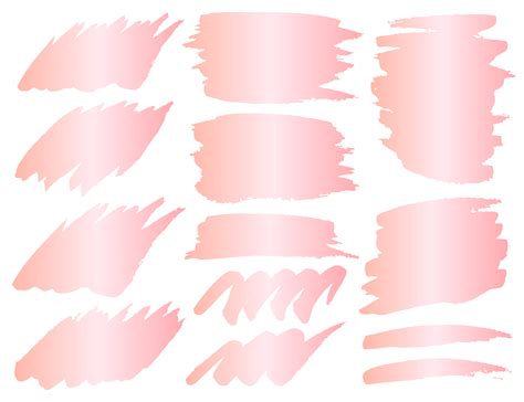 Set Of Brush Stroke Pink Gold Grunge Brush Strokes Vector