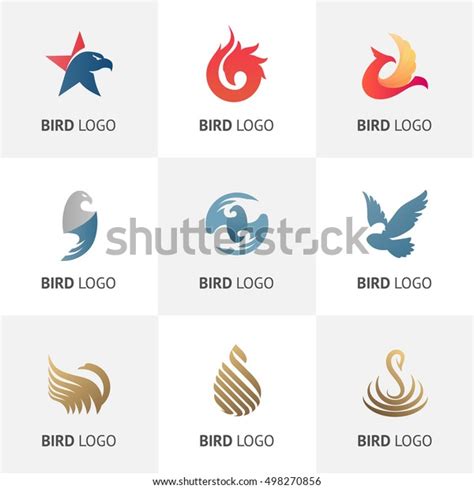 Set Various Bird Symbols Logo Design Stock Vector Royalty Free 498270856