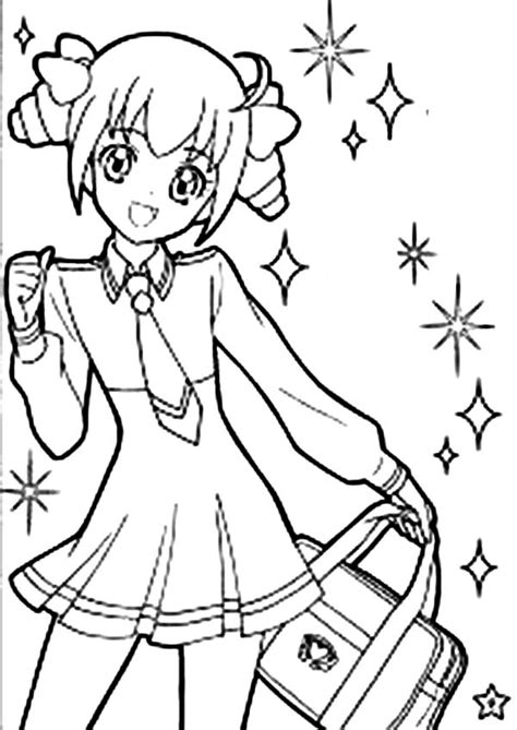 Cute Girl Anime Character Coloring Page Coloring Sky