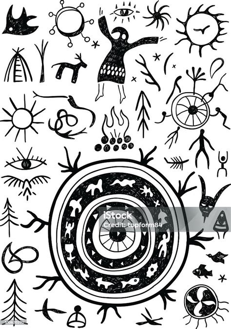 Shaman Ethnic Symbols Stock Illustration Download Image Now Animal