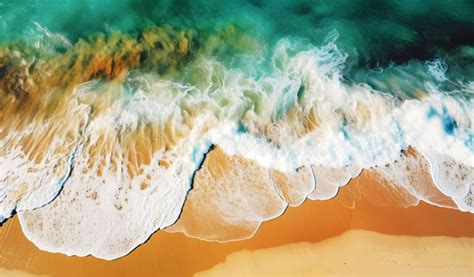 Ocean Waves On The Beach As A Background Ai Generative Illustration