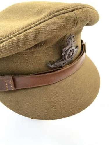 Original Ww2 Royal Artillery Officers Peaked Cap By Bates