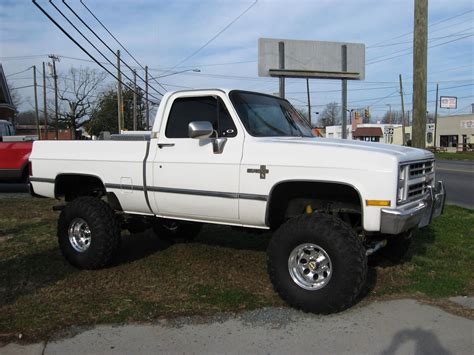 Old White Lifted Chevy Trucks