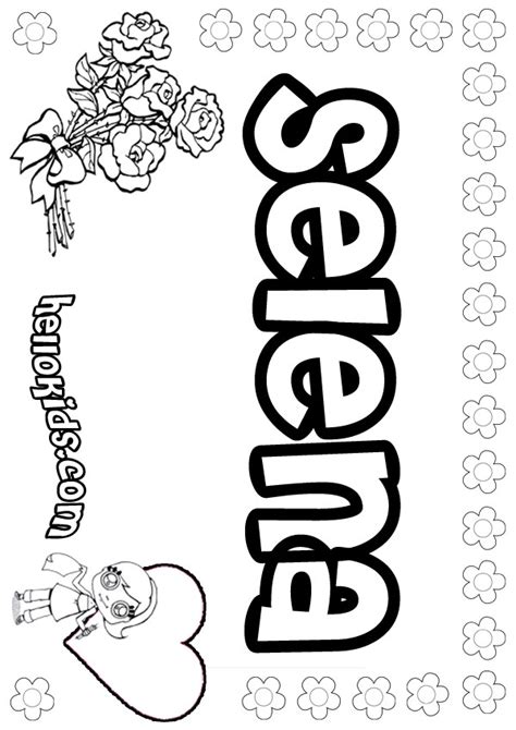These are great for your students in the classroom or kids at home to have their own coloring page. girls name coloring pages, Selena girly name to color