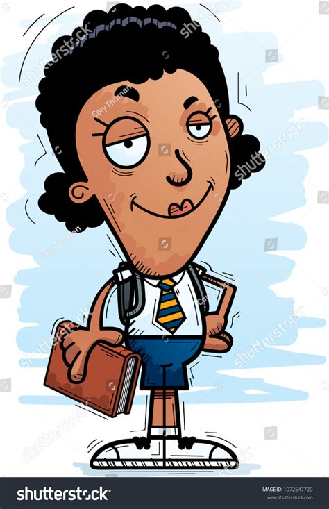 A Cartoon Illustration Of A Black Woman Student Royalty Free Stock