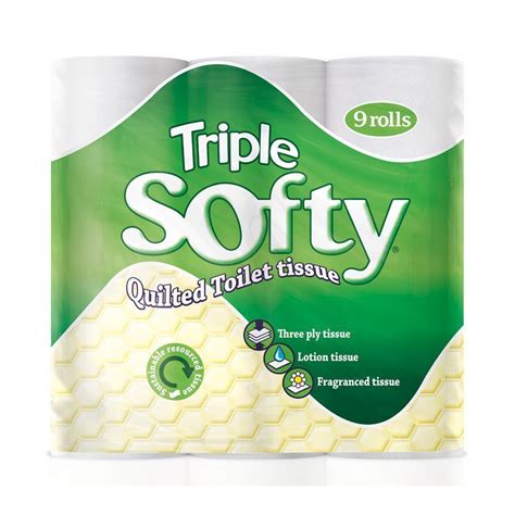 Triple Softy Toilet Roll 9pk 3ply Toilet Paper Quilted Yorkshire