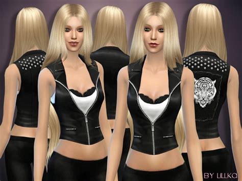 Tiger Patched Leather Vest By Lillka At Tsr Sims 4 Updates