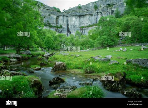 Stream At Base Of Malham Cove Yorkshire Dales National Park England