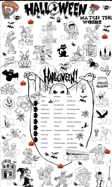 Halloween Matching Esl Worksheet By Angelamoreyra