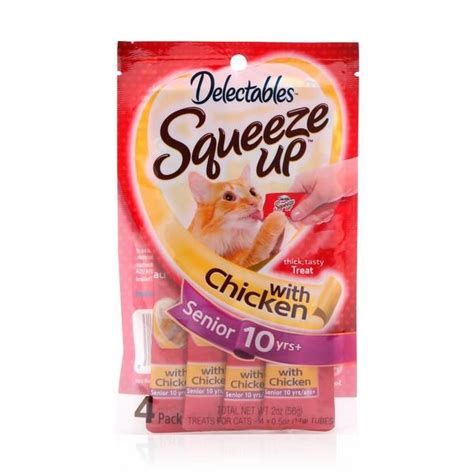 Delectables 4 Count Senior 10 Chicken Squeeze Up Cat Treat 15527