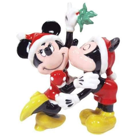Mickey Mouse Kissing Minnie Under Mistletoe Disney Salt And Pepper Shaker Set