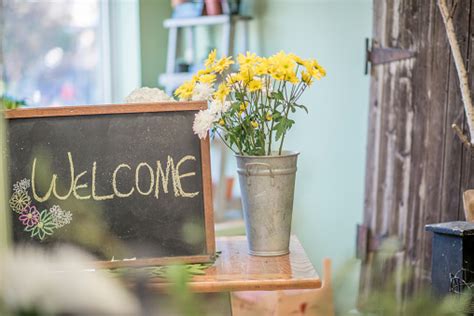 Welcome Sign In A Florist Shop Stock Photo Download Image Now Istock