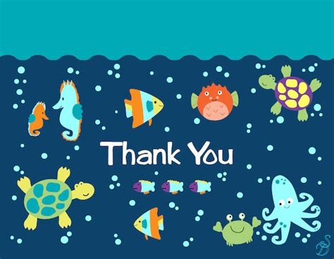 Ocean Theme Baby Shower Thank You Card Sea Creatures Baby Etsy