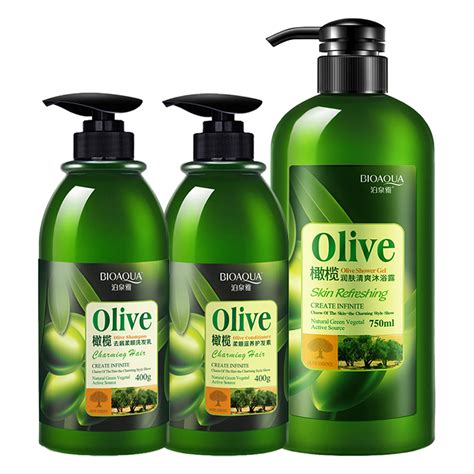 BIOAQUA Olive Hair Care Shampoo Conditioner Body Wash Set 3 IN 1