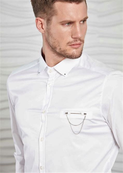 White Pocket Metal Pin Shirt Mondo Menswear