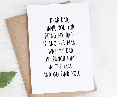Funny Dad Birthday Card Dear Dad Fathers Day Humor Gag Gift Etsy In