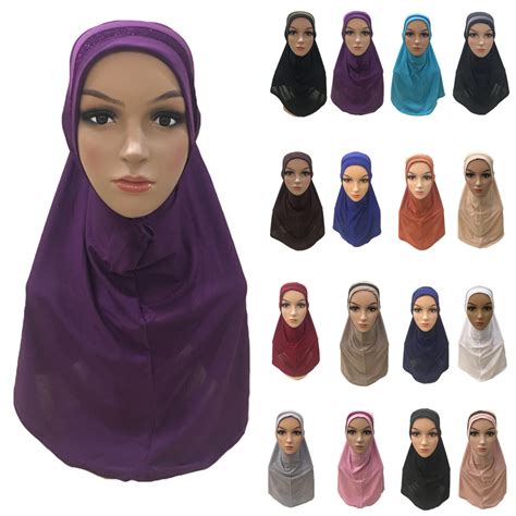 Plain Scarf Women Muslim One Piece Amira Hijab Islamic Hijabs Head