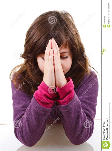 Little Girl Praying Stock Image Image Of Eyes Ethnicity