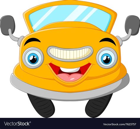 Yellow Funny Cartoon Car Vector Image On Vectorstock
