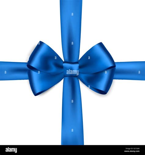Shiny Blue Satin Ribbon On White Background Vector Blue Bow Blue Bow
