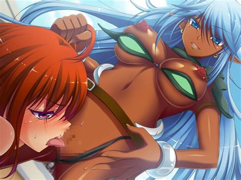 Rule 34 2girls Blue Eyes Blue Hair Blush Breasts Brown Hair Censored Female Game Cg Long Hair