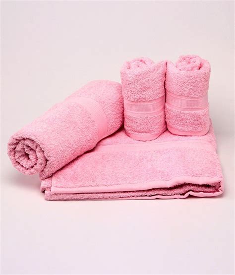 Bombay Dyeing Set Of 4 Cotton Towels Pink Buy Bombay Dyeing Set Of
