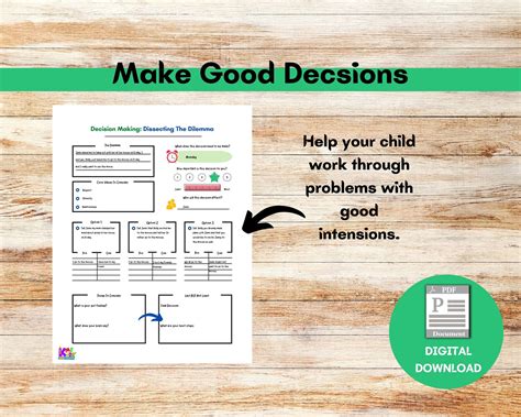 Decision Making Worksheet For Kids Helping Kids To Develop Etsy