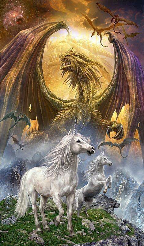 Dragons Et Licornes Unicorn And Fairies Unicorn Fantasy Dragon Art