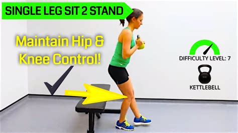 Single Leg Sit To Stand Strength Kettlebell Youtube