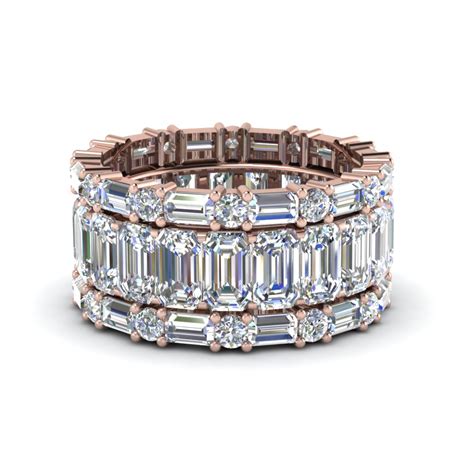 Emerald Cut Eternity Band With Matching Baguette And Round In K Rose