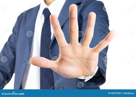 Businessman Stop Sign Hand Gesture Isolated On White Background Stock