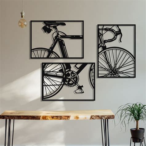Set Of 3 Metal Bicycle Wall Art Metal Wall Sculpture Metal Etsy
