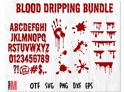 Blood Dripping Bundle Blood Dripping Font Blood Dripping Svg Font