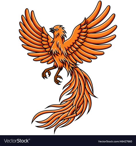 Phoenix Bird With Wings Spread Royalty Free Vector Image