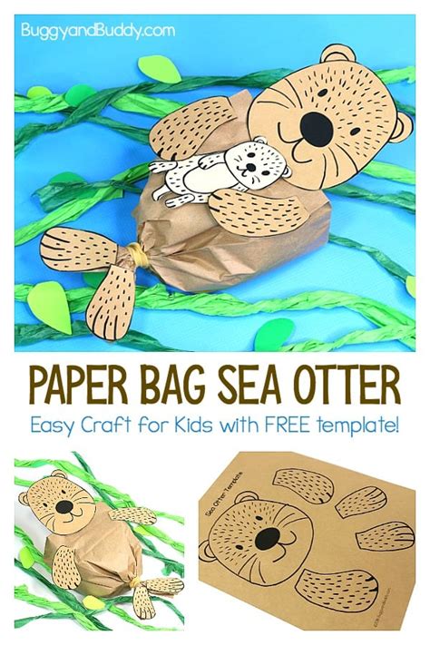 Stuffed Paper Bag Sea Otter Craft With Printable Template Sea Otter