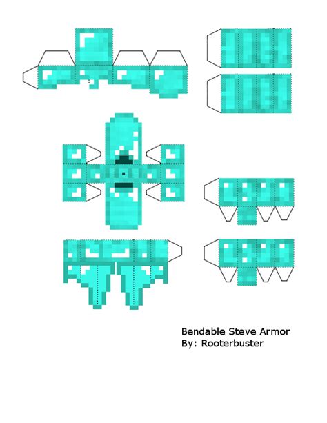 Papercraft Bendable Steve Armour Minecraft Printables