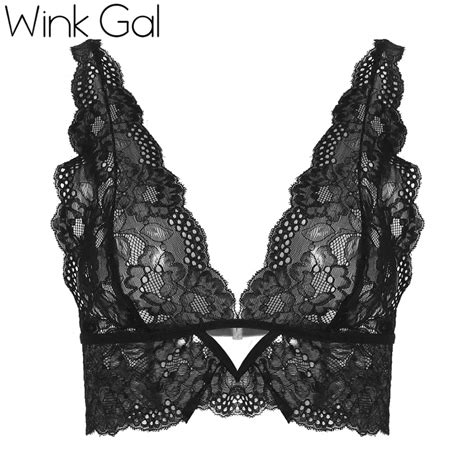 wink gal 2018 new sexy bralette for women lace plunge bra brassiere floral semi sheer lingerie