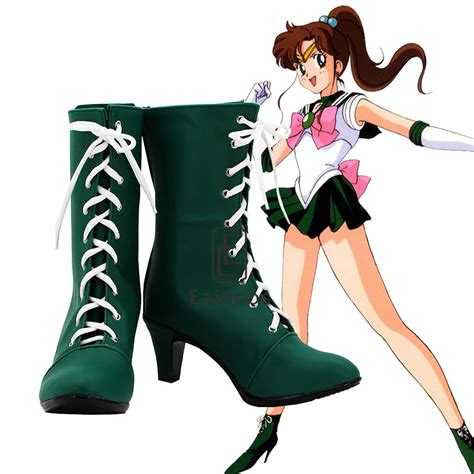 Anime Sailor Moon Sailor Jupiter Kino Makoto Cosplay Shoes Green Fancy