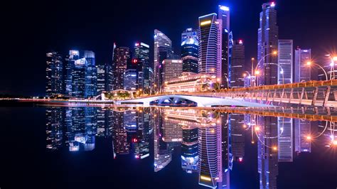 Download Reflections Skyline Cityscape City Wallpaper