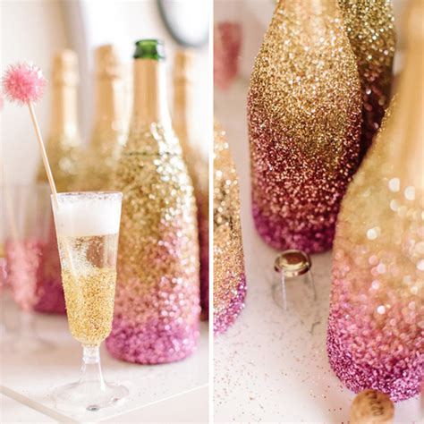 Diy Glitter Champagne Bottles And Glasses Glitter Champagne Bottles