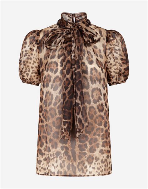Womens Shirts And Tops In Leo Print Leopard Print Organza Blouse