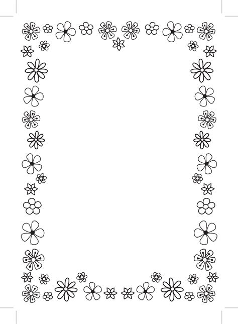 Black And White Flower Border Paper Borders For Paper Clip Art