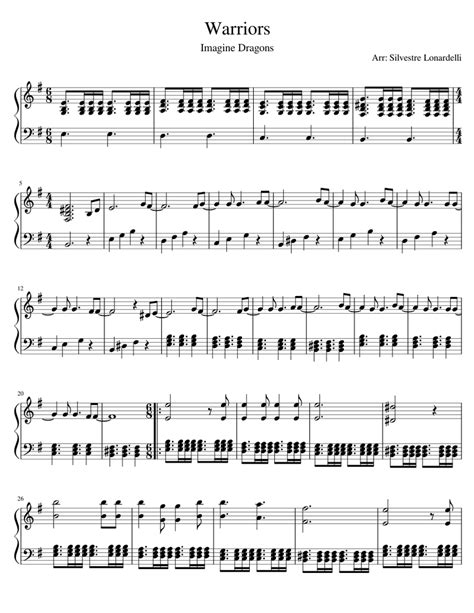 High quality piano sheet music for demons (easy piano for beginners) by imagine dragons. Warriors - Imagine Dragons Sheet music for Piano | Download free in PDF or MIDI | Musescore.com