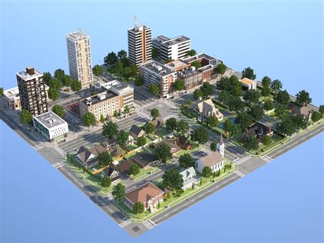 3d Model Town With Suburb Vr Ar Low Poly Cgtrader