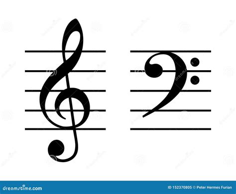 Treble Clef And Bass Clef On A Five Line Staff Stock Vector