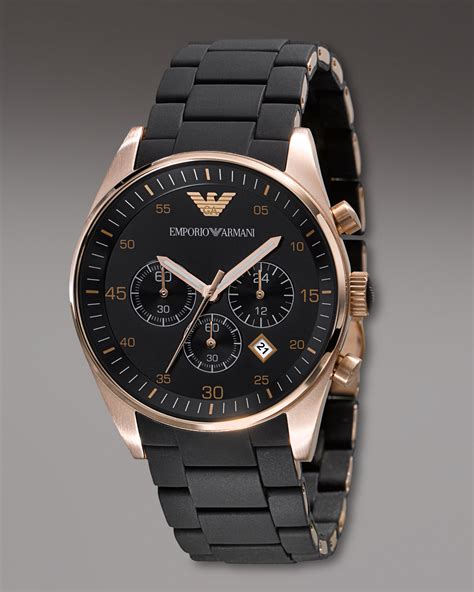 Lyst Emporio Armani Silicon Bracelet Chronograph Watch In Black For Men