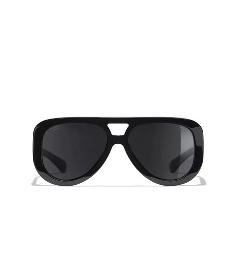 Chanel Pilot Sunglasses Ch5423 Black At John Lewis And Partners