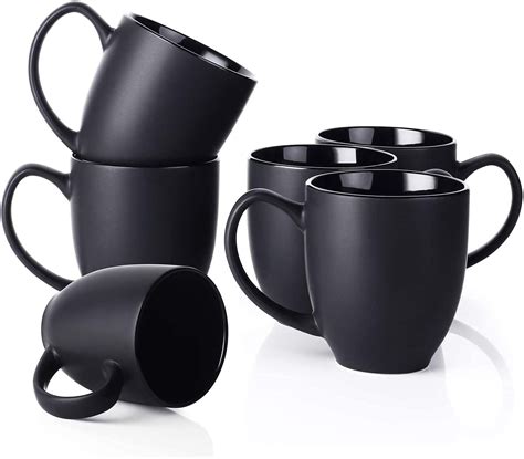 Buy Dowan Coffee Mugs Black Coffee Mugs Set Of 6 16 Oz Ceramic Coffee Cups With Large Handles