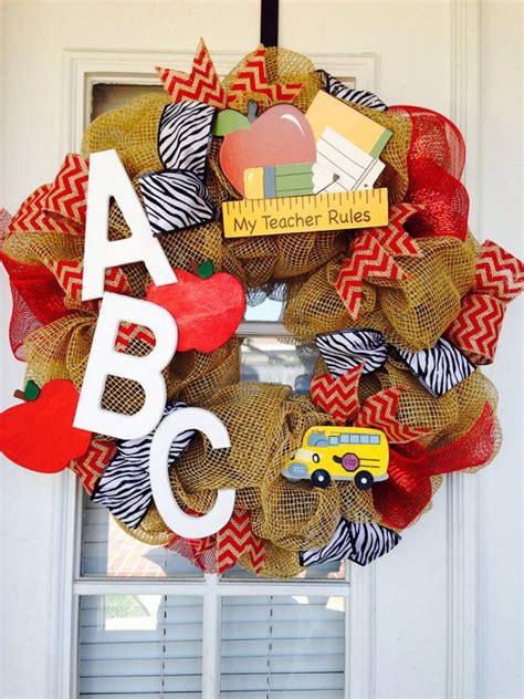 Handmade Burlap Teacher Wreath By Southernwhimsychic On Etsy 6500