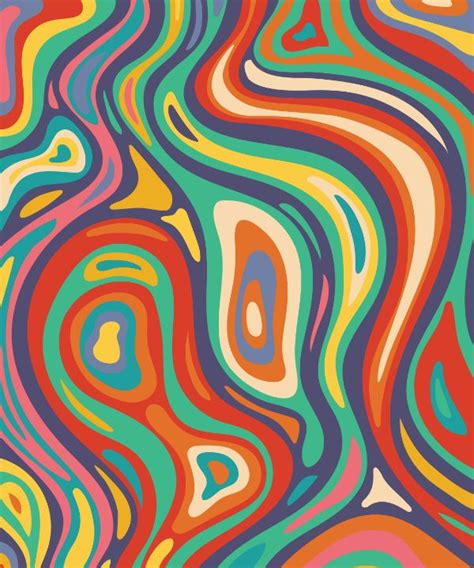 Abstract Psychedelic 70s Retro Waves Patternscorner Drawings